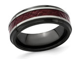 Men's Black Titanium 8mm Red Carbon Fiber Band Ring